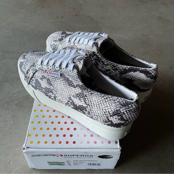 Superga 2790 Snakeskin Pattern Platform Italian Luxury Sneakers/Shoes 10 Womens - Picture 3 of 6